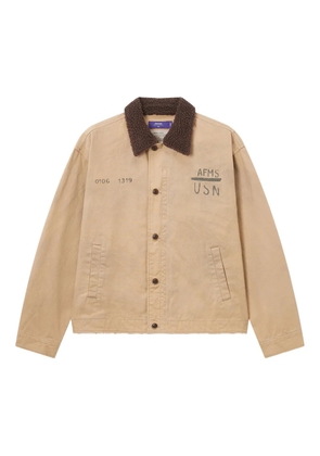 aftermaths logo-print shirt jacket - Neutrals