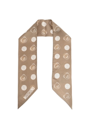 Moschino teddy bear silk scarf - Neutrals