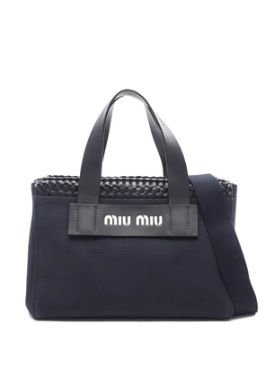 Miu Miu Pre-Owned Kanapa knitting canvas tote bag - Blue