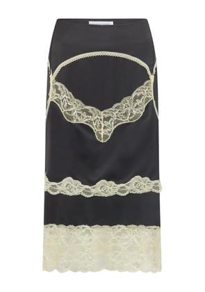 Marine Serre lace-panelled satin skirt - Black