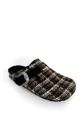 Faliero Sarti plaid buckle slippers - Green