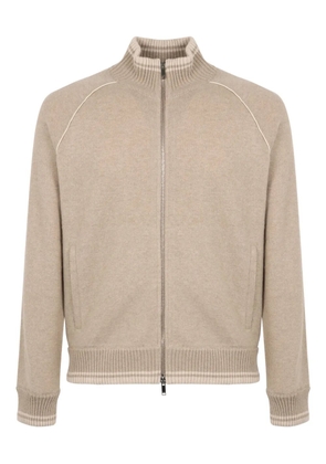 slowear zip high-neck cardigan - Neutrals