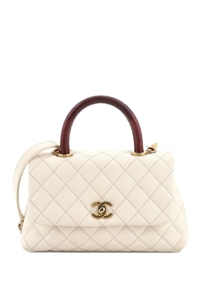 CHANEL Pre-Owned Coco Top Handle Bag Quilted Caviar with Lizard Mini shoulder bag - Neutrals