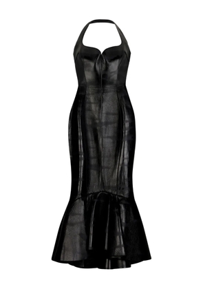 Roberto Cavalli leather midi dress - Black