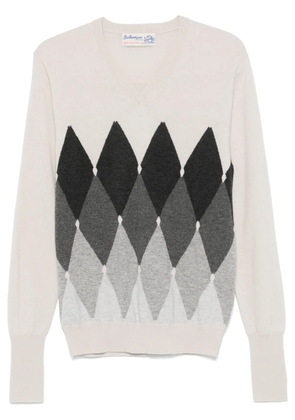 Ballantyne diamond-pattern V-neck sweater - Neutrals