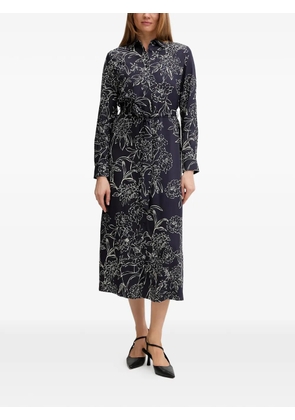 Gant floral-print belted midi dress - Blue