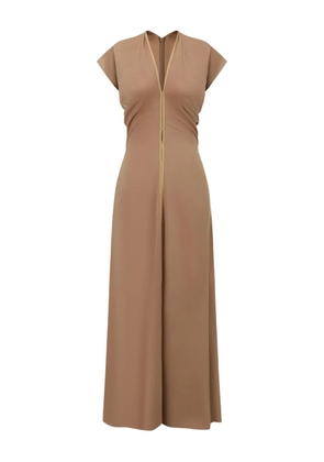OUDE WAAG V-neck short-sleeve maxi dress - Brown
