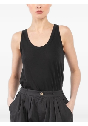 Velvet scoop-neck tank top - Black