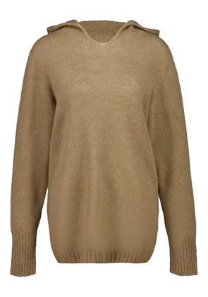 120% Lino hooded long-sleeve sweater - Neutrals