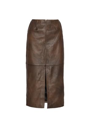 ROTATE BIRGER CHRISTENSEN leather midi skirt - Brown