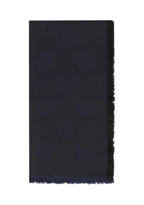 Tory Burch logo-pattern frayed-edge scarf - Black