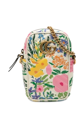 Gucci Pre-Owned 2016-2025 Mini GG Marmont Floral Printed Matelasse Leather crossbody bag - White