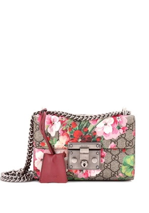 Gucci Pre-Owned Padlock Blooms Print GG Coated Canvas Small shoulder bag - Brown