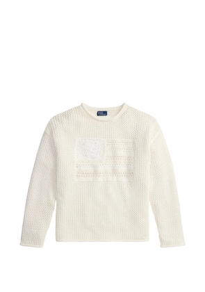 Polo Ralph Lauren flag-motif open-knit sweater - Neutrals