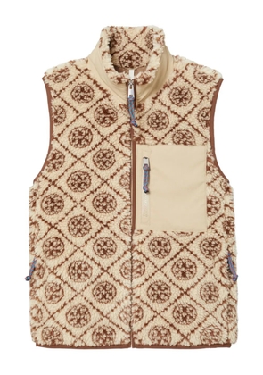 Tory Burch monogram fleece jacket - Neutrals