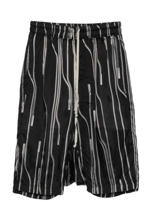 Rick Owens Rick's Pods stripe-pattern drawstring shorts - Black