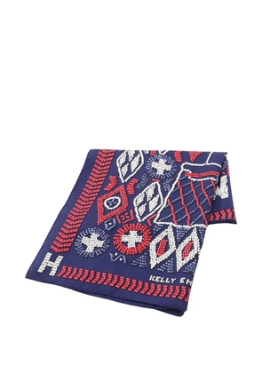 Hermès Pre-Owned 2010s 140 Kelly en Perles silk scarf - Blue
