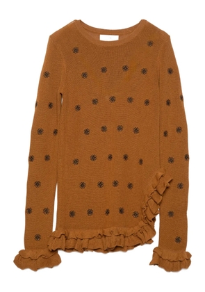 Muller Of Yoshiokubo floral ruffled top - Brown