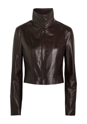 OUR LEGACY funnel-neck leather jacket - Brown