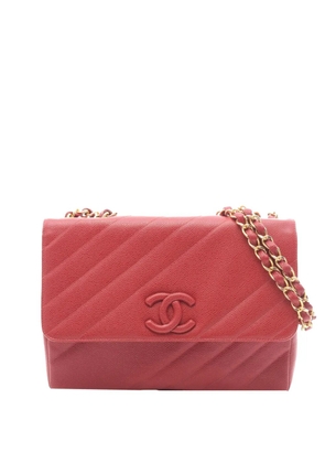 CHANEL Pre-Owned 1994-1996 Jumbo Diagonal Quilt Flap Bag shoulder bag - Red