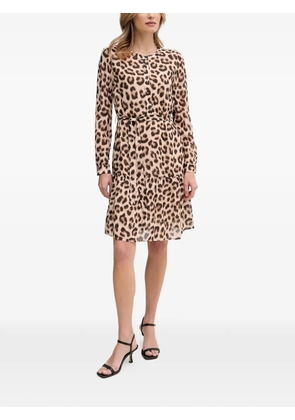 OUI leopard-print belted midi dress - Neutrals
