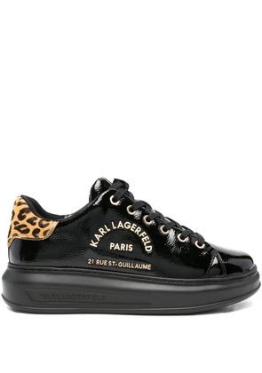Karl Lagerfeld leopard print-heel sneakers - Black
