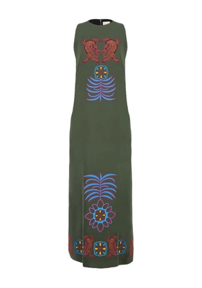 PAULA floral-embroidery maxi dress - Green