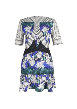 Peter Pilotto silk printed panelled dress - Blue