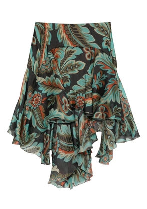 ETRO ruffled-floral skirt - Black