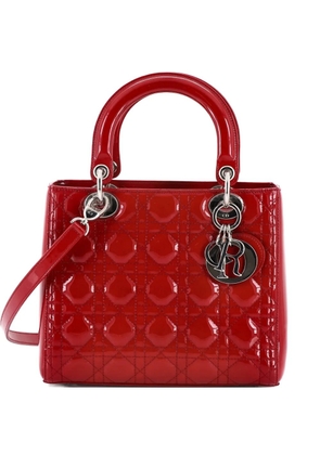 Christian Dior Pre-Owned Lady Dior Bag Cannage Quilt Patent Medium satchel - Red
