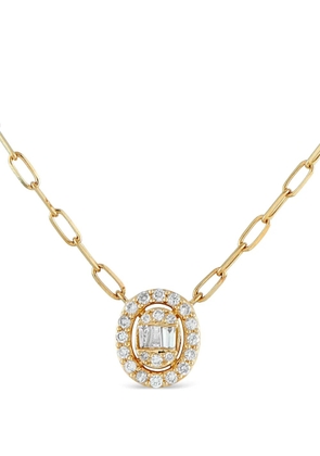 LB Exclusive 14K yellow gold diamond cluster oval necklace