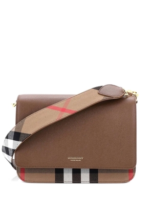 Burberry Pre-Owned Mackford Leather and House Check Canvas Small shoulder bag - Brown