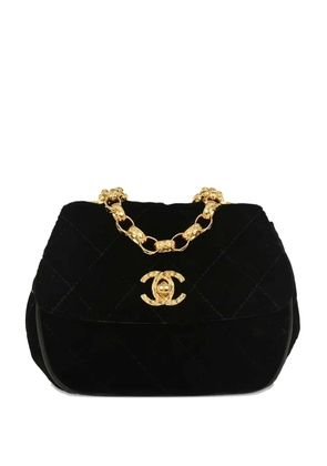 CHANEL Pre-Owned 1992 velvet quilted shoulder bag - Black