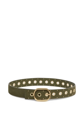 PINKO eyeletted buckled leather belt - Green