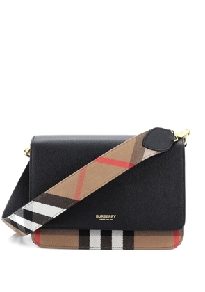 Burberry Pre-Owned Mackford Leather and House Check Canvas Small shoulder bag - Black