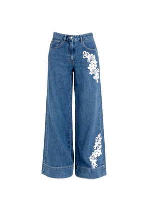 TWINSET lace wide-leg trousers - Blue