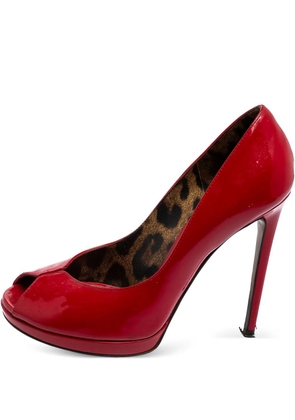 Dolce & Gabbana Pre-Owned 110mm patent peep-toe heels - Red