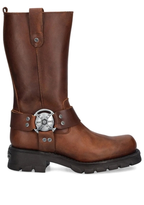 NEW ROCK buckle-strap biker boots - Brown