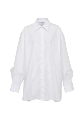 MSGM collared long-sleeve shirtdress - White
