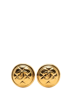CHANEL Pre-Owned 20th Century Gold Plated CC Quilted Round Clip On Earrings costume earrings