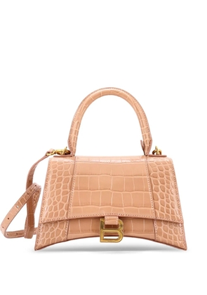 Balenciaga Pre-Owned Hourglass Top Handle Bag Crocodile Embossed Leather Small crossbody bag - Neutrals