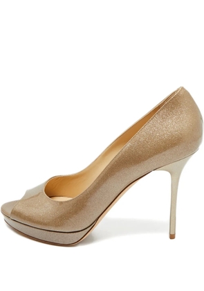 Jimmy Choo Pre-Owned peep-toe leather platform pumps - Gold
