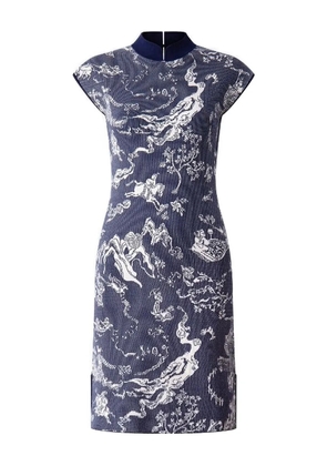 Shanghai Tang jacquard-print qipao dress - Blue
