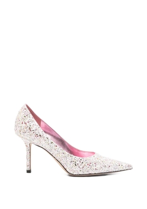 Jimmy Choo Pre-Owned Love glitter pumps - White