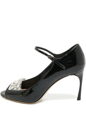 Miu Miu Pre-Owned open-toe crystal pumps - Black