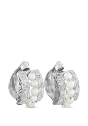 LB Exclusive diamond and pearl clip-on earrings - Silver