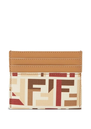 FENDI FF-pattern leather card holder - Brown