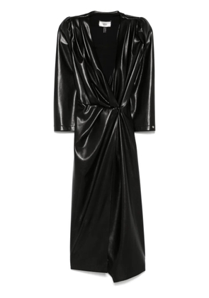 NISSA faux-leather midi dress - Black