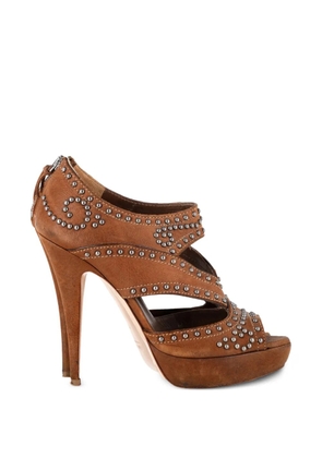 Miu Miu Pre-Owned studded peep-toe platform pumps - Brown