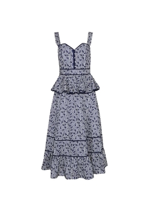 Hunter Bell Lacey peplum striped midi dress - White